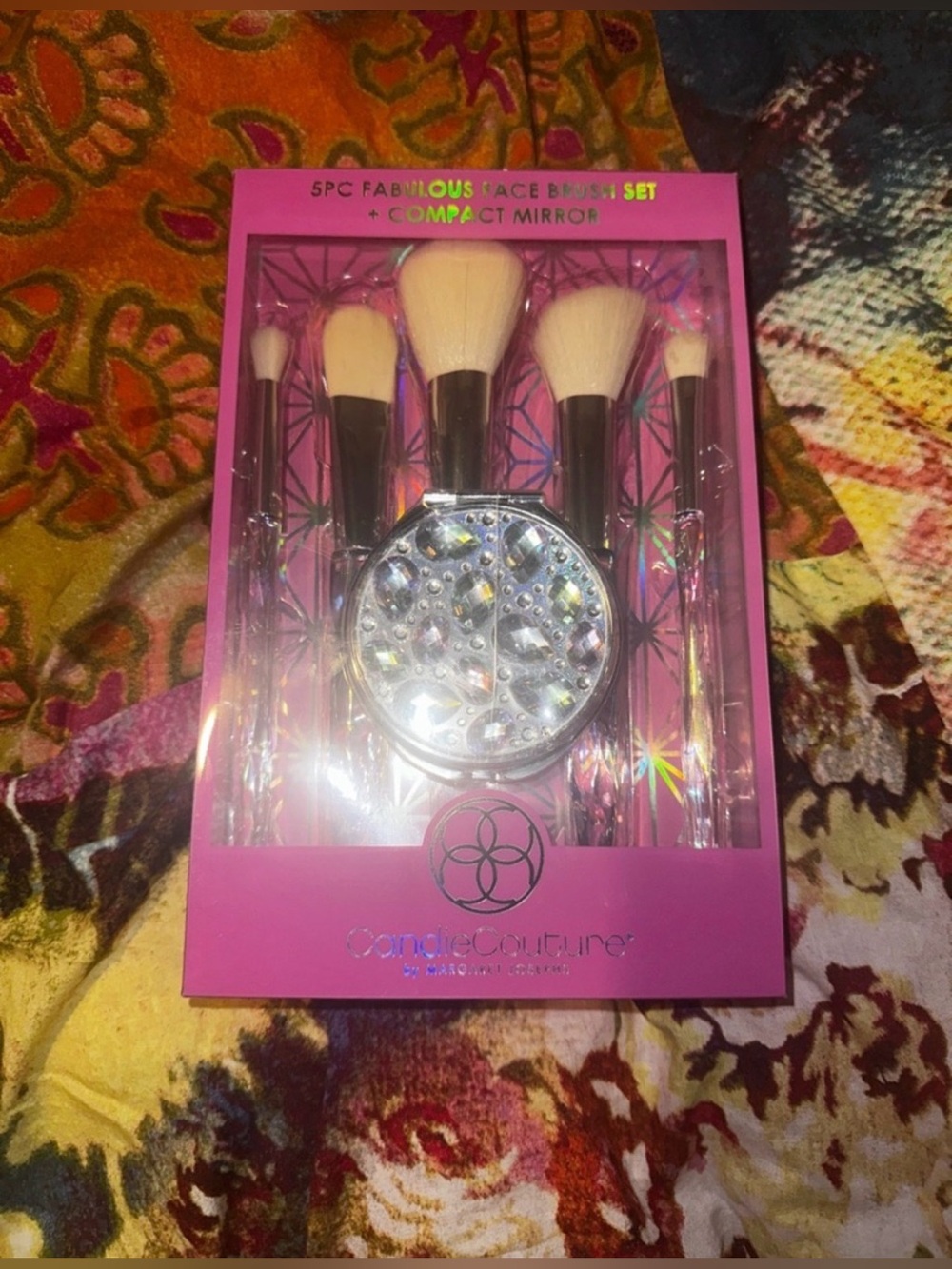 NWT Candie Couture Makeup Brush + Compact Mirror 6PC Set
